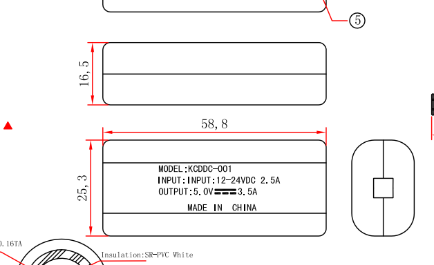 パワーコンバータの寸法図